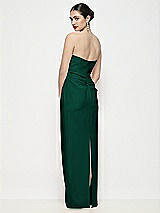Rear View Thumbnail - Hunter Green Strapless Asymmertical Drop Waist Corset Maxi Dress with Column Skirt