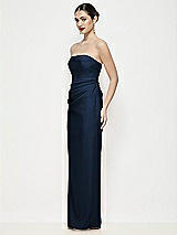 Side View Thumbnail - Midnight Navy Strapless Asymmertical Drop Waist Corset Maxi Dress with Column Skirt