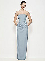 Front View Thumbnail - Mist Strapless Asymmertical Drop Waist Corset Maxi Dress with Column Skirt