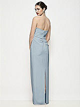 Rear View Thumbnail - Mist Strapless Asymmertical Drop Waist Corset Maxi Dress with Column Skirt