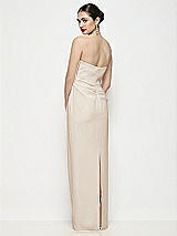 Rear View Thumbnail - Oat Strapless Asymmertical Drop Waist Corset Maxi Dress with Column Skirt
