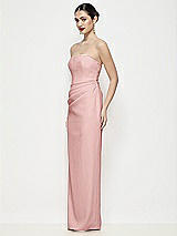 Side View Thumbnail - Rose Strapless Asymmertical Drop Waist Corset Maxi Dress with Column Skirt