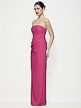 Side View Thumbnail - Tea Rose Strapless Asymmertical Drop Waist Corset Maxi Dress with Column Skirt