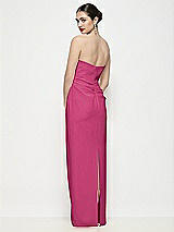 Rear View Thumbnail - Tea Rose Strapless Asymmertical Drop Waist Corset Maxi Dress with Column Skirt