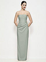 Front View Thumbnail - Willow Green Strapless Asymmertical Drop Waist Corset Maxi Dress with Column Skirt