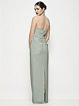 Rear View Thumbnail - Willow Green Strapless Asymmertical Drop Waist Corset Maxi Dress with Column Skirt