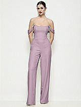 Front View Thumbnail - Suede Rose Off-the-Shoulder Basque Neck Crepe Wide Leg Formal Jumpsuit