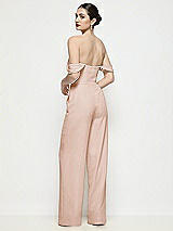 Rear View Thumbnail - Cameo Off-the-Shoulder Basque Neck Crepe Wide Leg Formal Jumpsuit