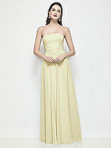 Front View Thumbnail - Butter Yellow Strapless Chiffon Maxi Dress with Soft Circle Skirt
