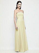 Side View Thumbnail - Butter Yellow Strapless Chiffon Maxi Dress with Soft Circle Skirt