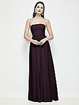 Front View Thumbnail - Deep Plum Strapless Chiffon Maxi Dress with Soft Circle Skirt
