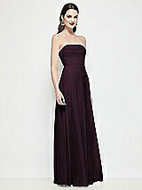 Side View Thumbnail - Deep Plum Strapless Chiffon Maxi Dress with Soft Circle Skirt