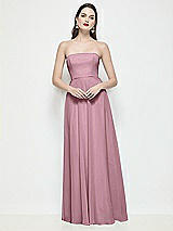 Front View Thumbnail - Dusty Pink Strapless Chiffon Maxi Dress with Soft Circle Skirt