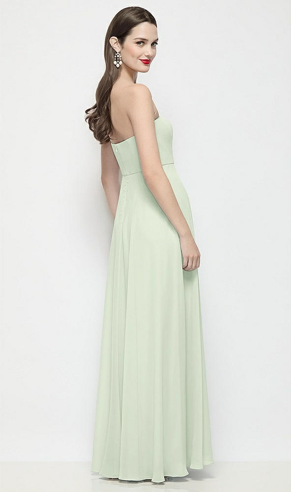 Back View - Mint Green Strapless Chiffon Maxi Dress with Soft Circle Skirt