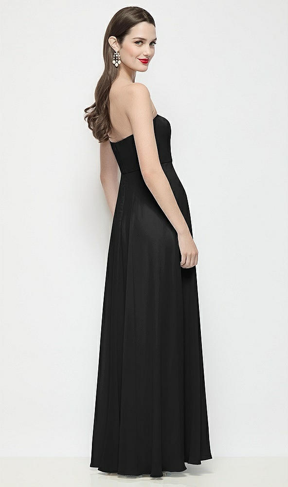 Back View - Black Strapless Chiffon Maxi Dress with Soft Circle Skirt