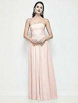 Front View Thumbnail - Blush Strapless Chiffon Maxi Dress with Soft Circle Skirt
