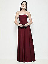 Front View Thumbnail - Cabernet Strapless Chiffon Maxi Dress with Soft Circle Skirt
