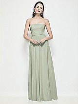 Front View Thumbnail - Celadon Strapless Chiffon Maxi Dress with Soft Circle Skirt
