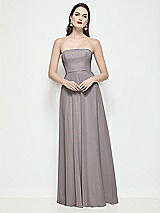 Front View Thumbnail - Cashmere Gray Strapless Chiffon Maxi Dress with Soft Circle Skirt
