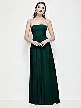 Front View Thumbnail - Evergreen Strapless Chiffon Maxi Dress with Soft Circle Skirt