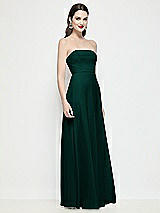 Side View Thumbnail - Evergreen Strapless Chiffon Maxi Dress with Soft Circle Skirt