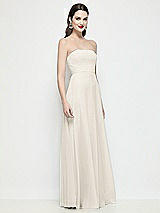 Side View Thumbnail - Ivory Strapless Chiffon Maxi Dress with Soft Circle Skirt
