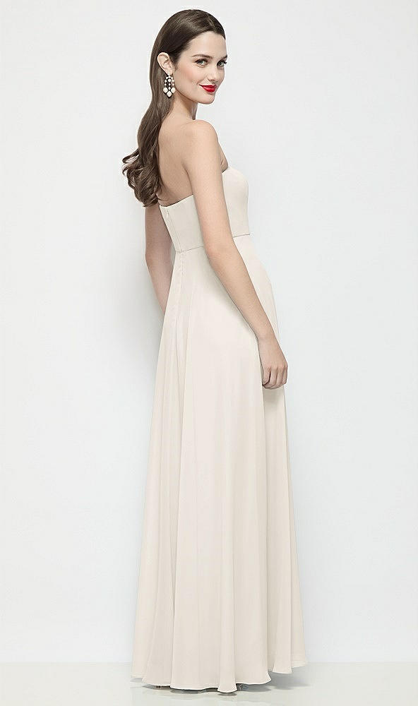 Back View - Ivory Strapless Chiffon Maxi Dress with Soft Circle Skirt