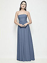 Front View Thumbnail - Larkspur Blue Strapless Chiffon Maxi Dress with Soft Circle Skirt