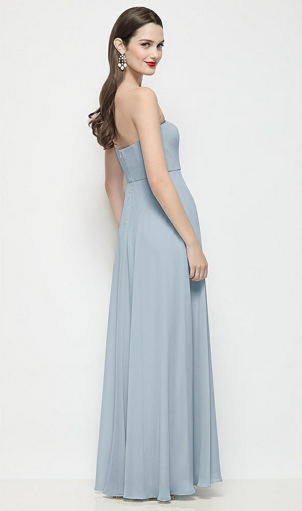 Back View - Mist Strapless Chiffon Maxi Dress with Soft Circle Skirt