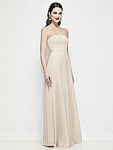 Side View Thumbnail - Oat Strapless Chiffon Maxi Dress with Soft Circle Skirt