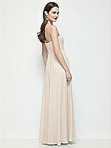 Rear View Thumbnail - Oat Strapless Chiffon Maxi Dress with Soft Circle Skirt