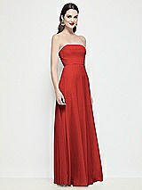 Side View Thumbnail - Poppy Red Strapless Chiffon Maxi Dress with Soft Circle Skirt