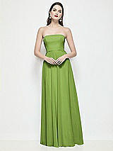Front View Thumbnail - Peridot Green Strapless Chiffon Maxi Dress with Soft Circle Skirt