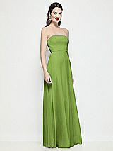 Side View Thumbnail - Peridot Green Strapless Chiffon Maxi Dress with Soft Circle Skirt