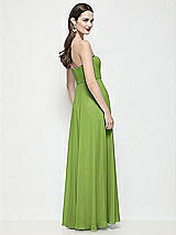 Rear View Thumbnail - Peridot Green Strapless Chiffon Maxi Dress with Soft Circle Skirt