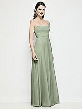 Side View Thumbnail - Sage Strapless Chiffon Maxi Dress with Soft Circle Skirt