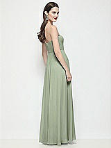 Rear View Thumbnail - Sage Strapless Chiffon Maxi Dress with Soft Circle Skirt