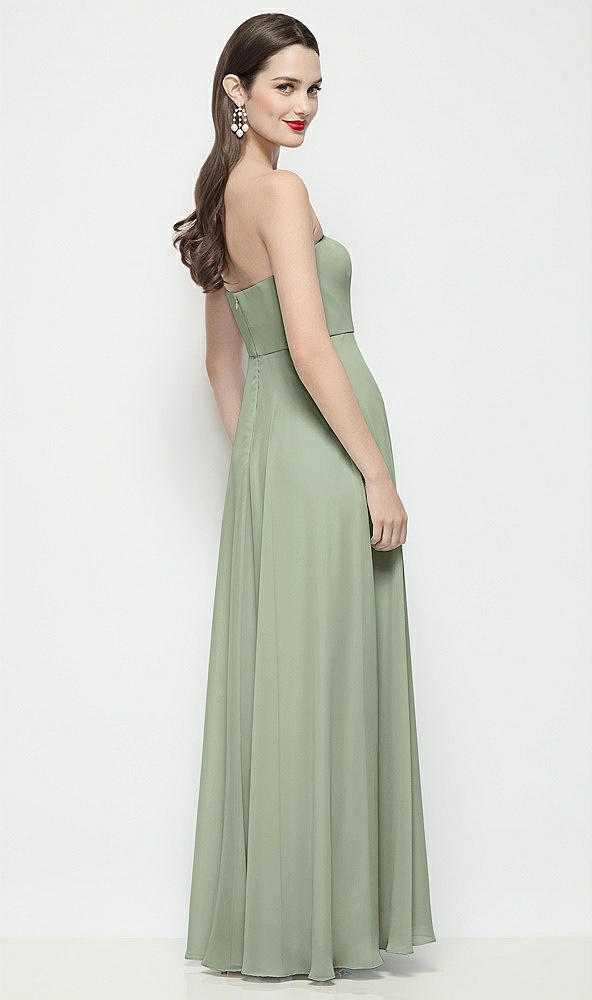 Back View - Sage Strapless Chiffon Maxi Dress with Soft Circle Skirt