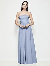 Front View Thumbnail - Sky Blue Strapless Chiffon Maxi Dress with Soft Circle Skirt