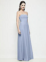 Side View Thumbnail - Sky Blue Strapless Chiffon Maxi Dress with Soft Circle Skirt