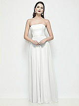 Front View Thumbnail - White Strapless Chiffon Maxi Dress with Soft Circle Skirt