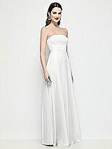 Side View Thumbnail - White Strapless Chiffon Maxi Dress with Soft Circle Skirt