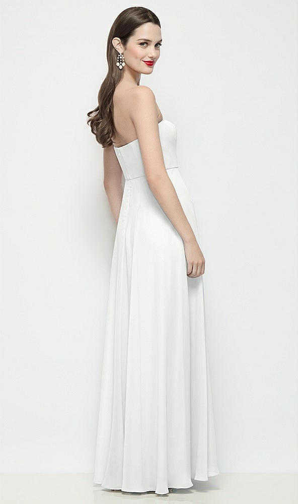 Back View - White Strapless Chiffon Maxi Dress with Soft Circle Skirt