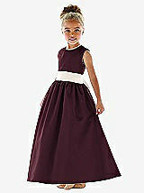Front View Thumbnail - Bordeaux & Ivory Flower Girl Dress FL4021