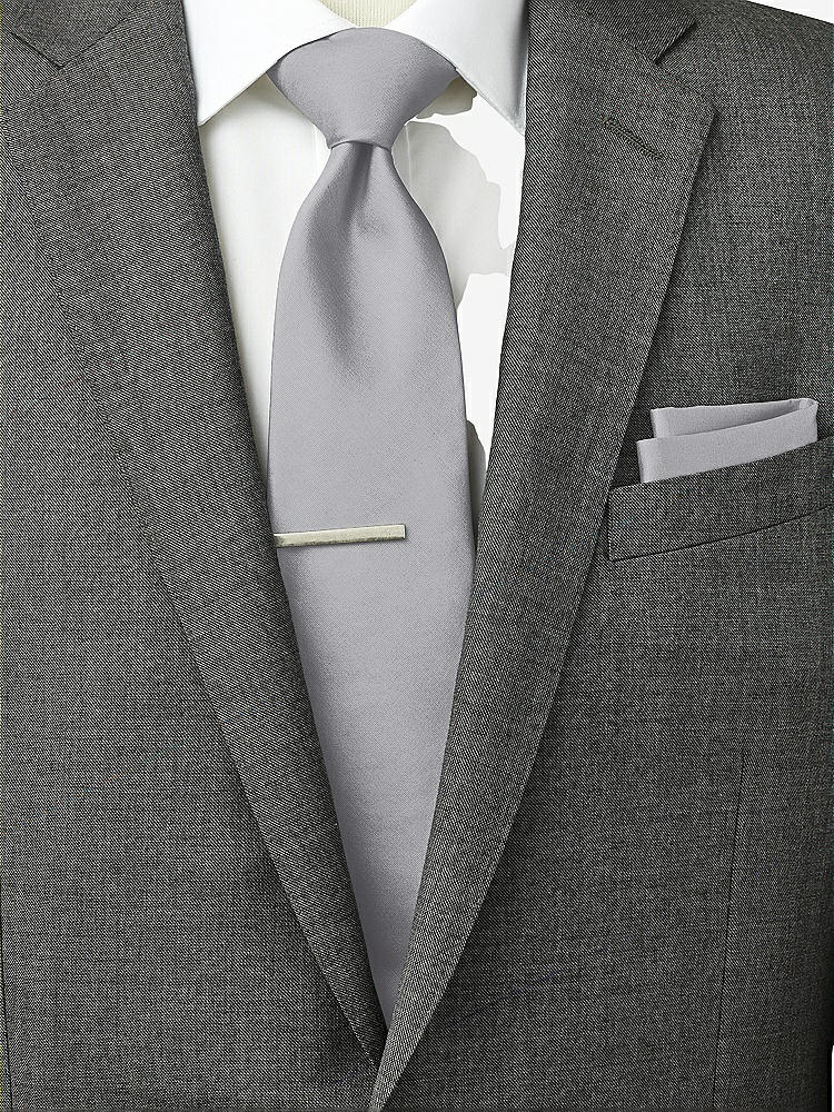 Back View - French Gray Peau de Soie Pocket Squares by After Six