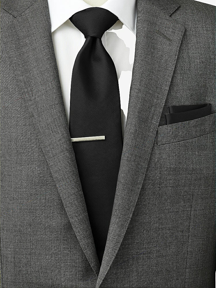 Back View - Black Peau de Soie Pocket Squares by After Six