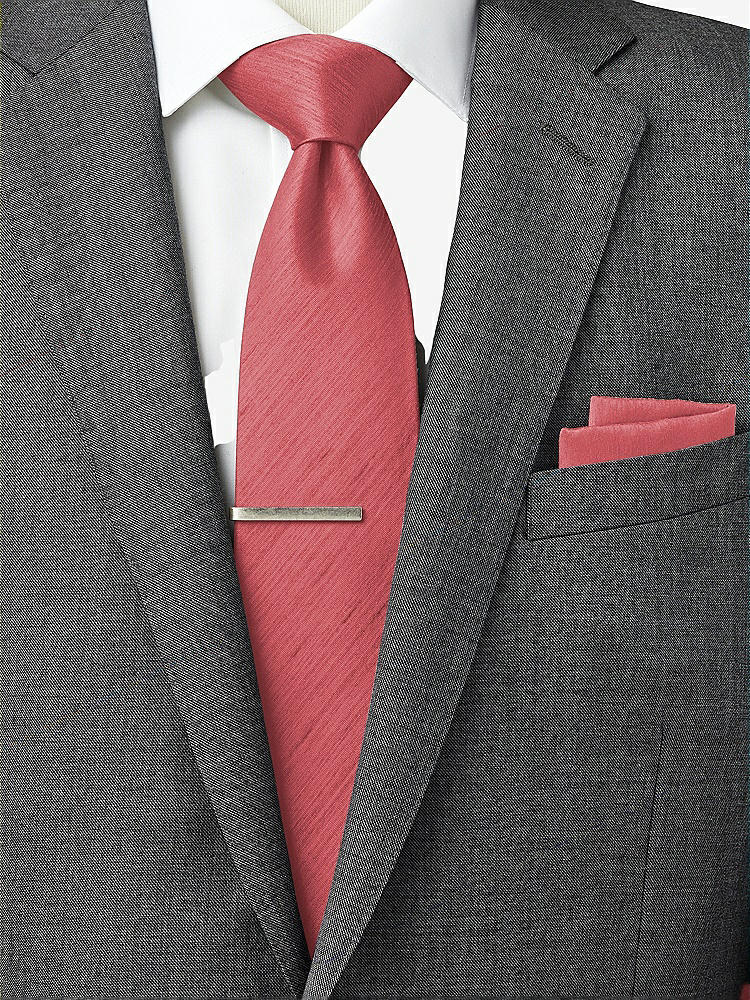 Back View - Candy Coral Dupioni Pocket Squares by After Six