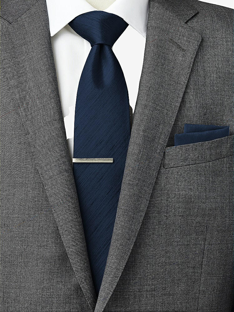 Back View - Midnight Navy Dupioni Pocket Squares by After Six