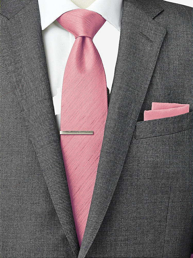 Back View - Papaya Dupioni Pocket Squares by After Six