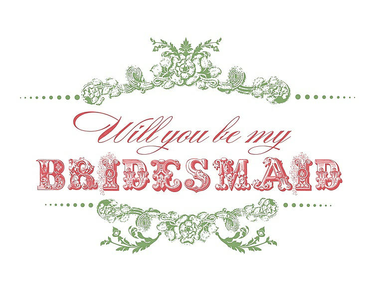 Front View - Appletini & Perfect Coral Will You Be My Bridesmaid Card - Vintage